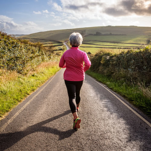 woman jogging in countryside