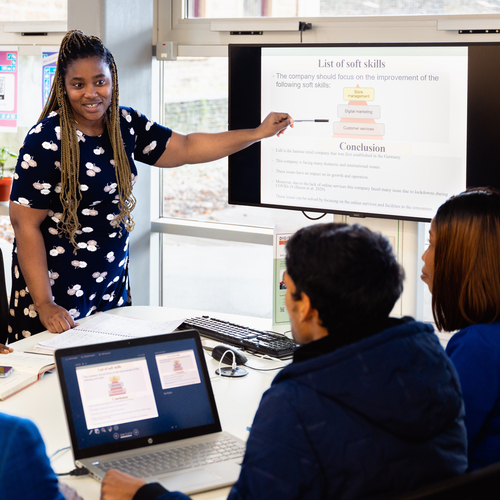woman giving a business presentation
