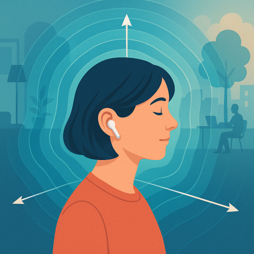 Heliaural illustration of women with headphones
