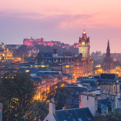 Edinburgh skyline at dusk