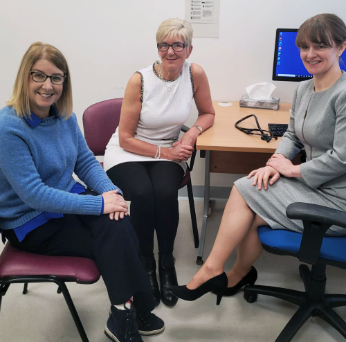 Professor Lis Neubeck, Jackie Turnball & Dr Anne Scott sitting together at the Forth Valley SCAD clinic